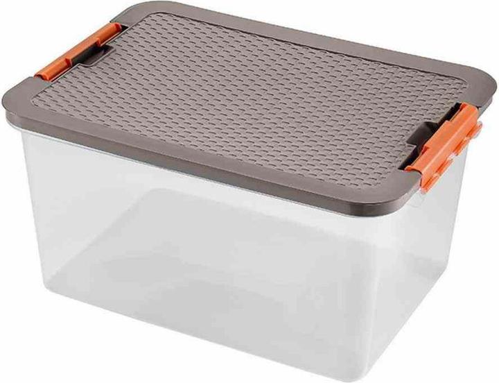 Heidrun System box made of plastic in colour transparent, 52x37x27 cm capacity: 38 l, lid in rattan look (52 x 37 x 27 cm, 38 l)