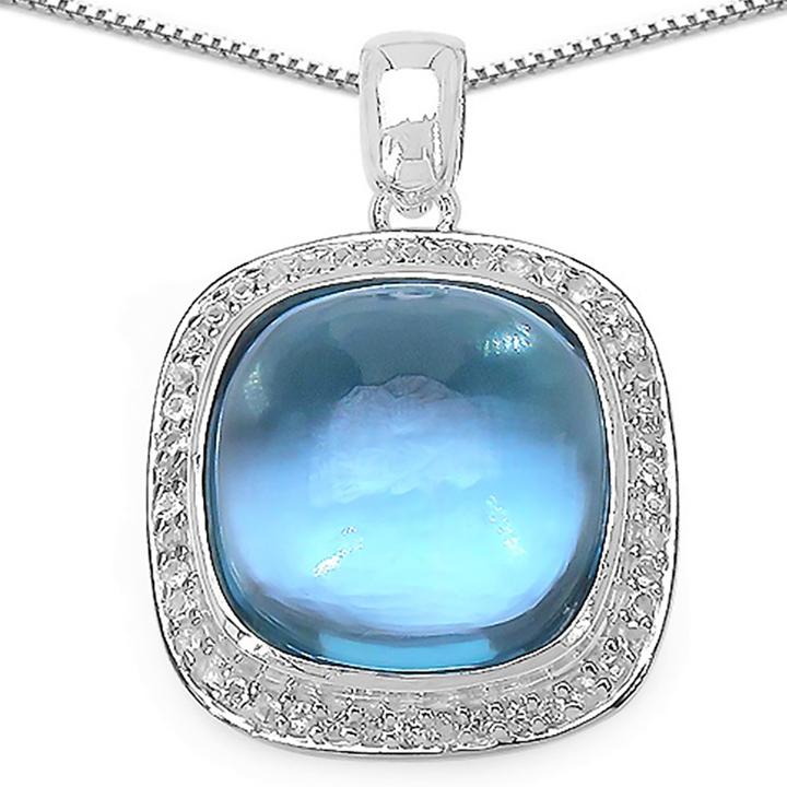 Image du produit Xen Pendentif avec chaîne opale bleue Cushion cabochon 45 cm 925 argent (Argent sterling 925, 45 cm)