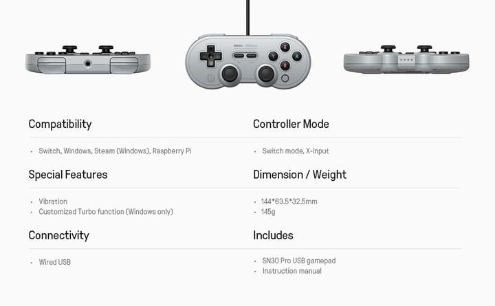 Nährwerte und Zutaten 8bitdo SN30 Pro (PC, Switch)