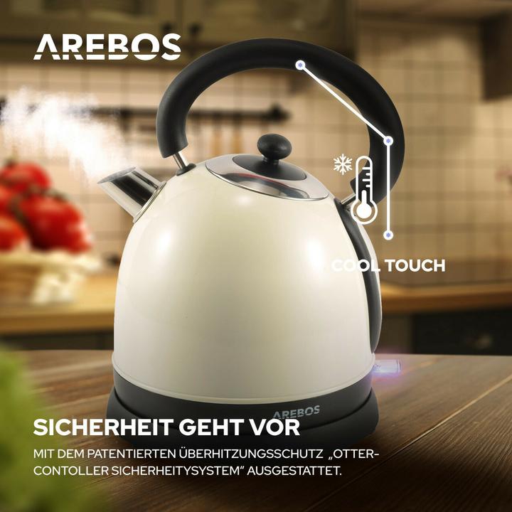 Produktbild Arebos Wasserkocher Retro - Creme (1.80 l)