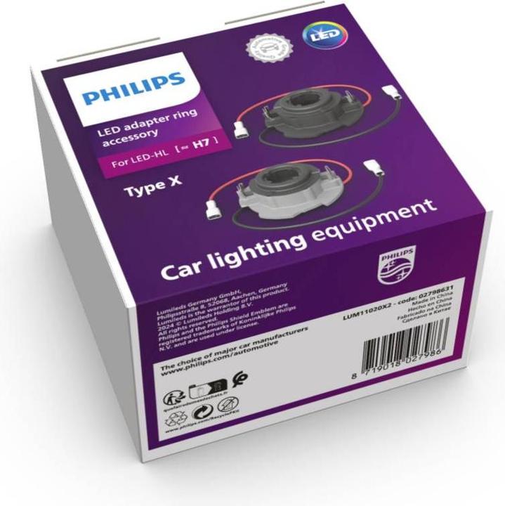 Actual product image Philips Accessories for LED upgrade 11020X2 Type X adapter rings (H7)
