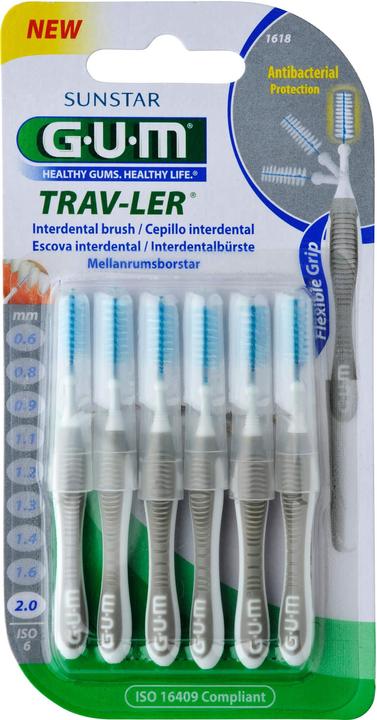 Produktbild GUM SUNSTAR Trav-Ler ISO-Norm 6 cylindric grau (6 x, 2 mm)