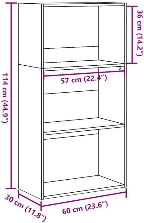 Image du produit VidaXL Bücherregal Regal Standregal Büroregal Aufbewahrungsregal Altholz-Optik (60 x 30 x 114 cm)