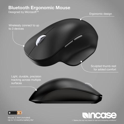 Produktbild Incase Designed by Microsoft Bluetooth Ergonomic Mouse, rechts, Bluetooth, Schwarz (Kabellos)