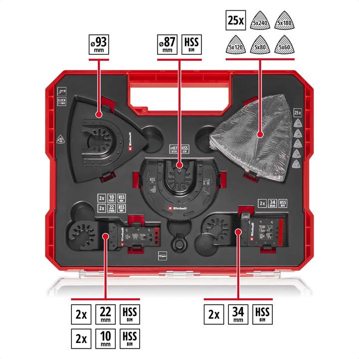 Actual product image Einhell Multitool-Set, 708135, XL-PLUS-Case, 35-teilig