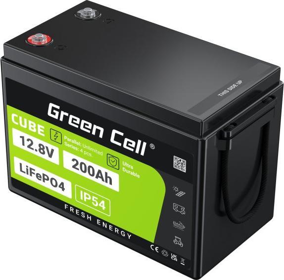Image du produit GreenCell Green Cell CUBE LiFePO4 battery 200Ah 12.8V 2560Wh lithium iron phosphate battery for motorhomes, so (12.80 V, 200 Ah)