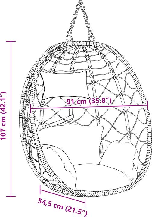 Produktbild VidaXL Hängesessel Korb Ohne Gestell Poly Rattan (120 kg)