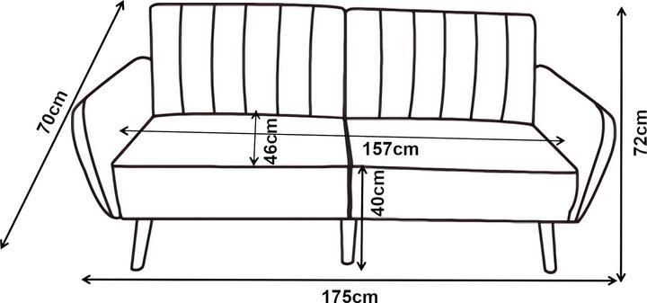 Produktbild En.Casa Schlafsofa Malå mit Liegefunktion 175x70x72 cm Grau (Liege)