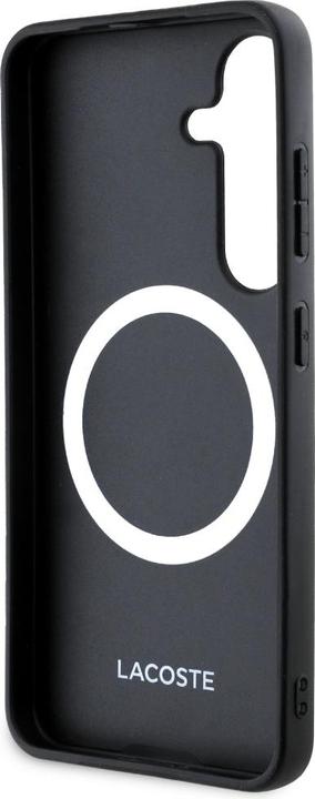 Actual product image Lacoste Case Iconic Petit Pique Woven Logo CBDY Strap MagSafe to Samsung Galaxy S25 black