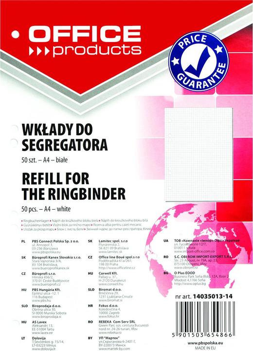 Actual product image Office Products Perforated file inserts, a4, chequered, 50 sheets, white