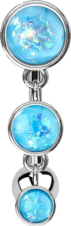 Produktbild Star Piercing Banane silber mit Anhänger drei Schilde Opal Glitter blau (Chirurgenstahl 316L, Messing)