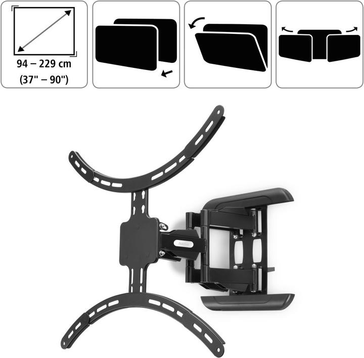 Image du produit Hama Support TV mural FULLMOTION, 3 étoiles, 229 cm (90"), noir (Mur, 90.16", 50 kg)