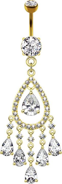 Actual product image Star Piercing Banana 14k Gold Plated with Pendant Chandelier (without brass, Surgical steel 316L)