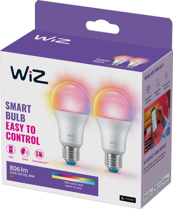Produktbild WiZ Tunable White & Color Standard (E27, 8.50 W, 806 lm, 2 x, F)