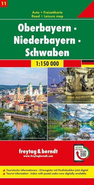 Produktbild freytag & berndt Auto + Freizeitkarte Oberbayern - Niederbayern - Schwaben, Autokarte 1:150 000