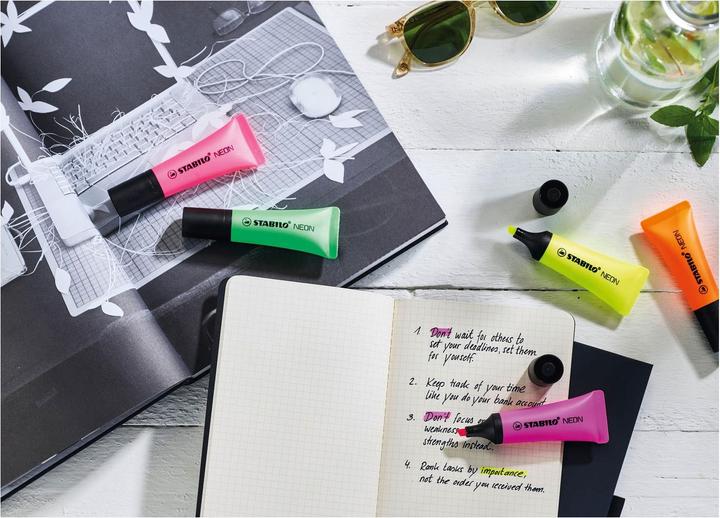 Produktbild STABILO NEON Textmarker (Gelb, Grün, Orange, Pink, 5 mm, 4 x)
