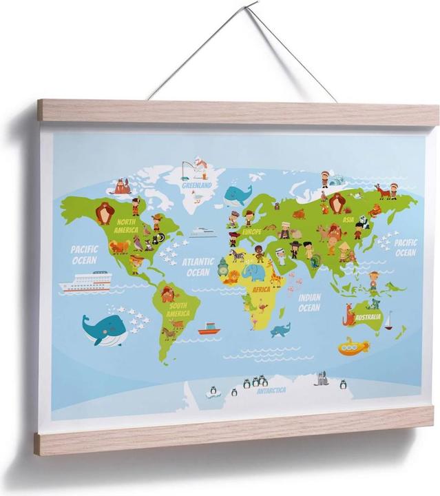 Immagine prodotto Trenddeko Mappa del mondo divertente per bambini (50 x 40 cm)