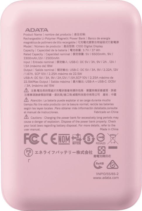 Actual product image Adata Powerbank P10022-12 10000 mAh, Akkutyp: Lithium-Polymer (10000 mAh, 15 W, 37 Wh)