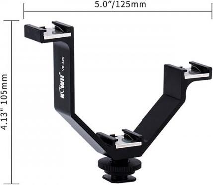 Actual product image JJC Triple shoe v-bracket 125mm for tripod or camera (Flash unit adapter)