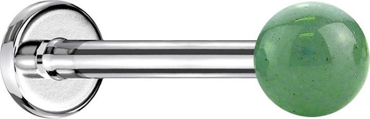 Actual product image Star Piercing Micro Labret silver with ball jade stone (without brass, Surgical steel 316L, Mineral)