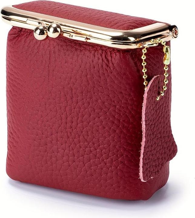 Produktbild Only-Bags.Store Vintage Echtleder Mini Handtasche Organizer mit sicheren Kiss Lock - geräumige Geldbörse