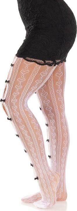 Produktbild Leg Avenue Strümpfe Mit öffnungen Herz & Schleifen Weiss (One Size)