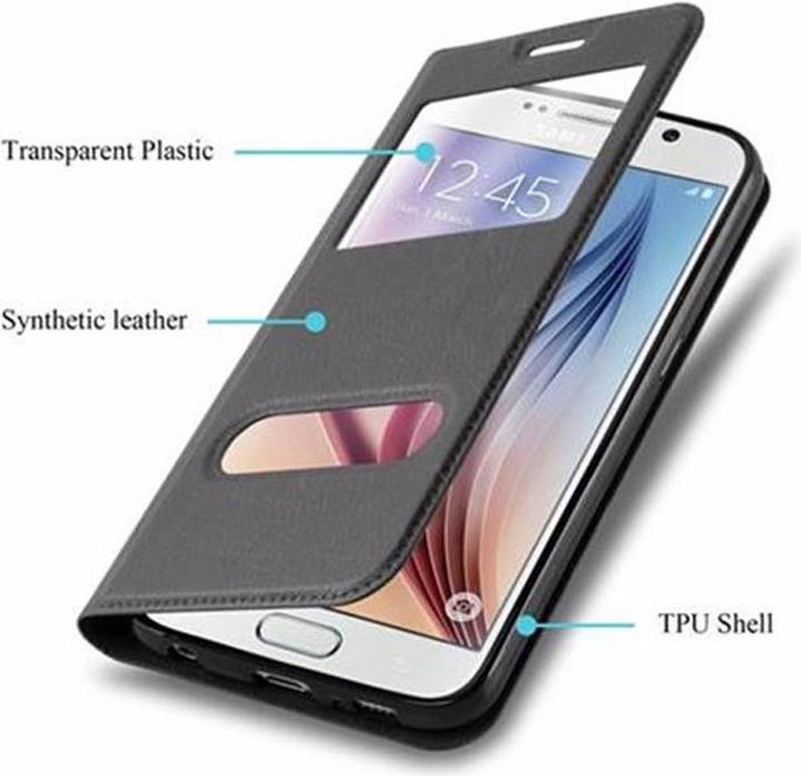 Actual product image Cadorabo Book with View double window cover (Samsung Galaxy S6)