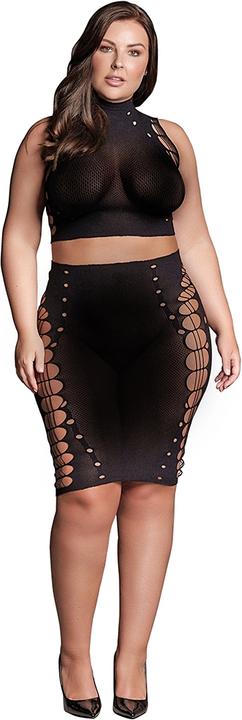 Productafbeelding Le Désir Kala XXXVII - Two Piece met coltrui, croptop en rok - Plus Size (Eén maat voor iedereen)