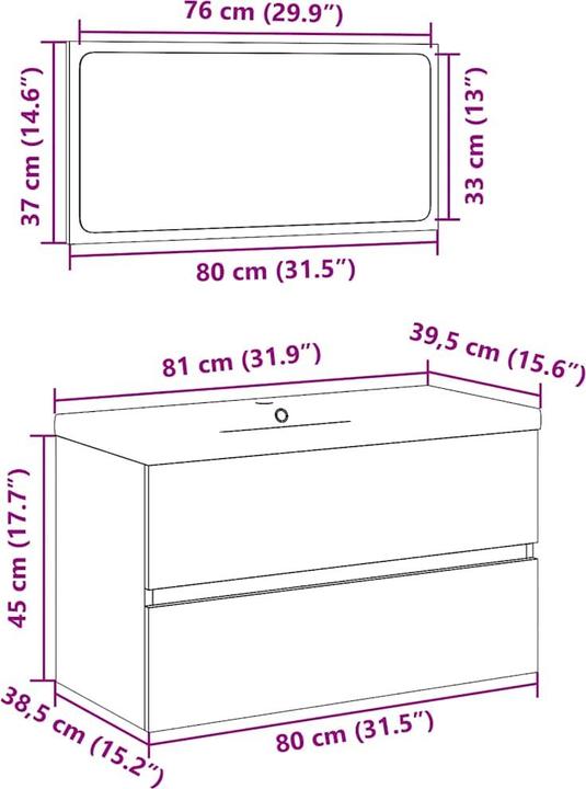 Immagine prodotto VidaXL Badmöbel-Set Artisan-Eiche Holzwerkstoff Badmöbelset Badezimmerschrank