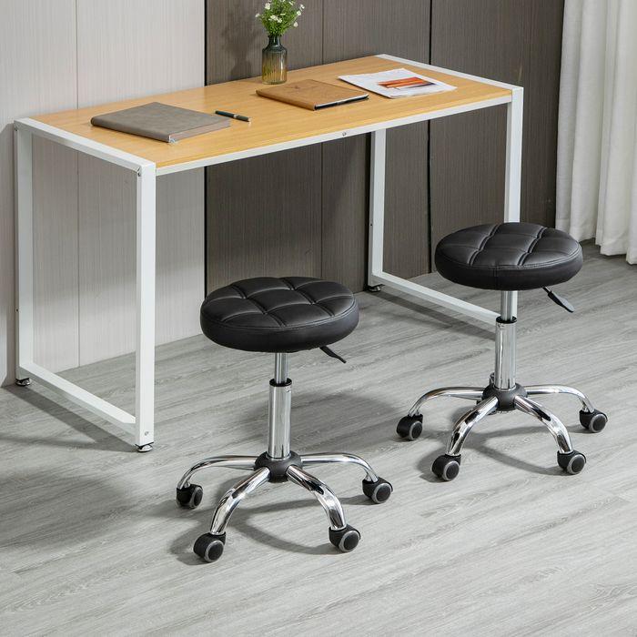 Image du produit Swisshandel24 Lot de 2 tabourets à roulettes réglables en hauteur pivotants 35,5 x 48-63 cm