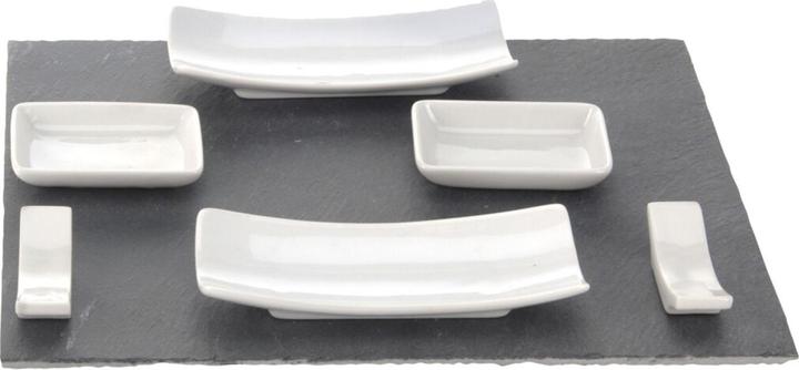 Actual product image Natura Punto Sushi set, 11 pcs. with slate plate, porcelain crockery, chopsticks (11 Piece)