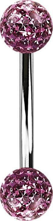 Produktbild Star Piercing Banane silber mit zwei Kristall Kugeln hellviolett Epoxy Schutzschicht (Chirurgenstahl 316L)