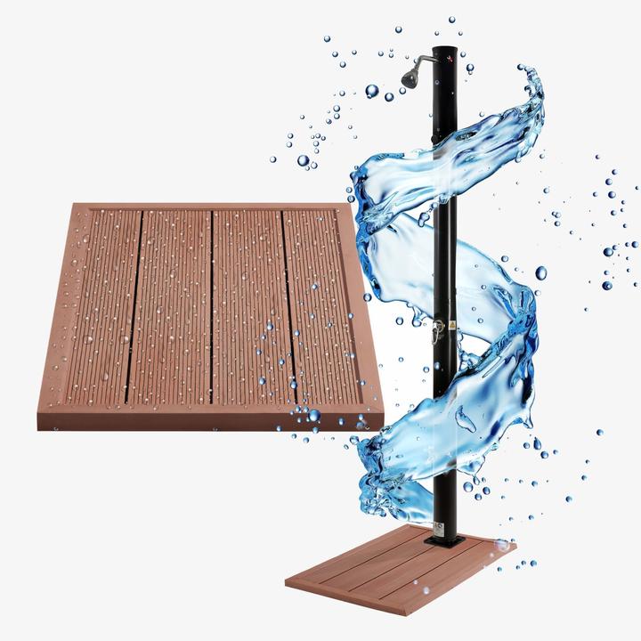 Actual product image Arebos Solar shower with base plate 20 L - wood look