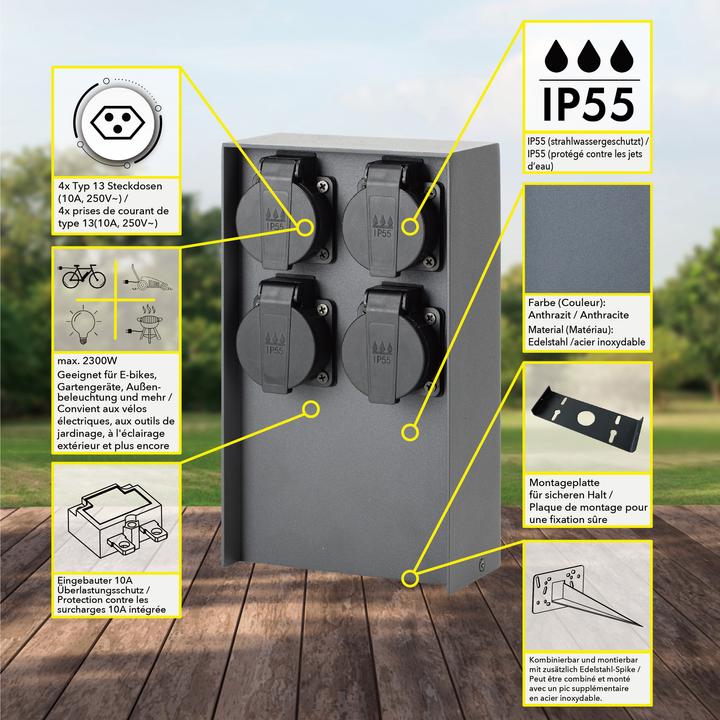 Produktbild Schönenberger IP55 Energiesäule 4xT13 (4 x)