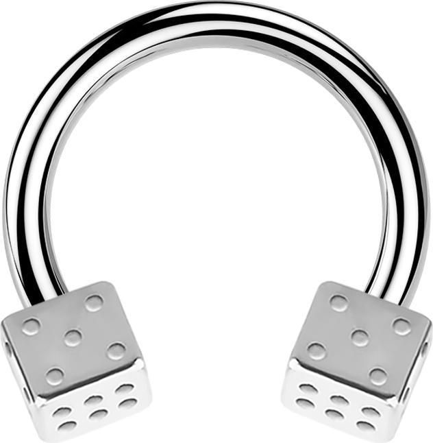 Produktbild Star Piercing Circular Barbell silber mit zwei Würfel (Chirurgenstahl 316L, ohne Messing)