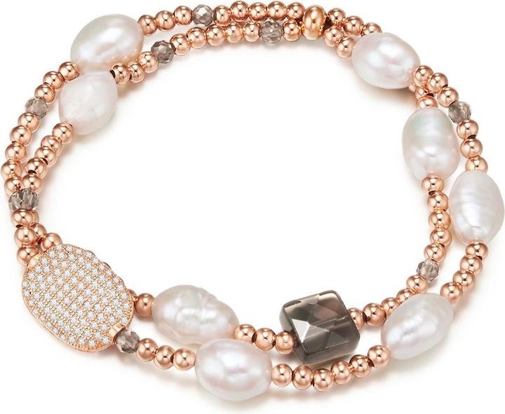 Lulu & Jane Damen Metall-Legierung Zirkonia Süsswasser-Zuchtperle roségold 19,0 - 22,0 cm - 29403 (22 cm, Metall-Legierung)