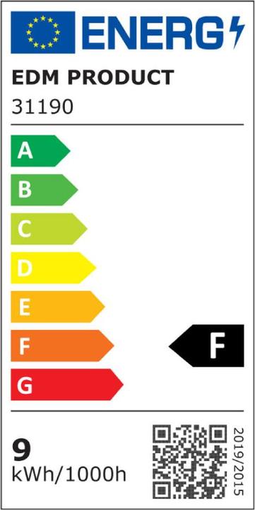 Energie-Label EDM LED Röhre 31190 F 18 W 9 W G13 T8 900 Lm Ø 2,6 x 60 cm (6500 K) (G13, 18 W, 900 lm, 1 x, F)