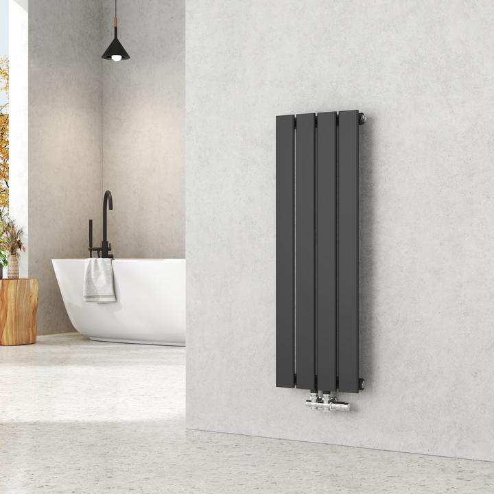 Produktbild Emke Heizkörper, Flachheizkörper mit Zentralanschluss, Schwarz 90x30cm 403W Einlagig (403 W)