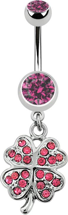 Immagine prodotto Star Piercing Banana d'argento con ciondolo a forma di trifoglio rosa (Acciaio chirurgico 316L, senza ottone)