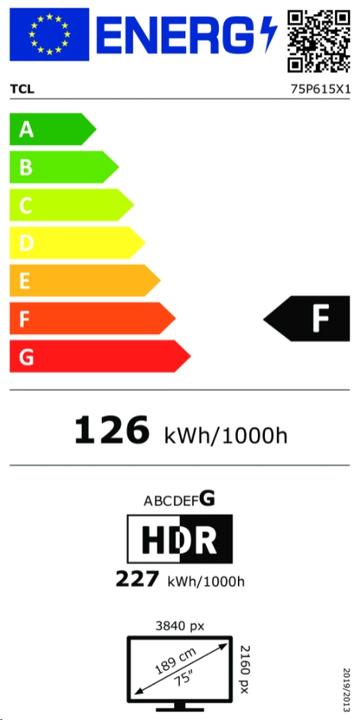 Energie-Label TCL 75P615 (75", LCD, 4K, 2020)