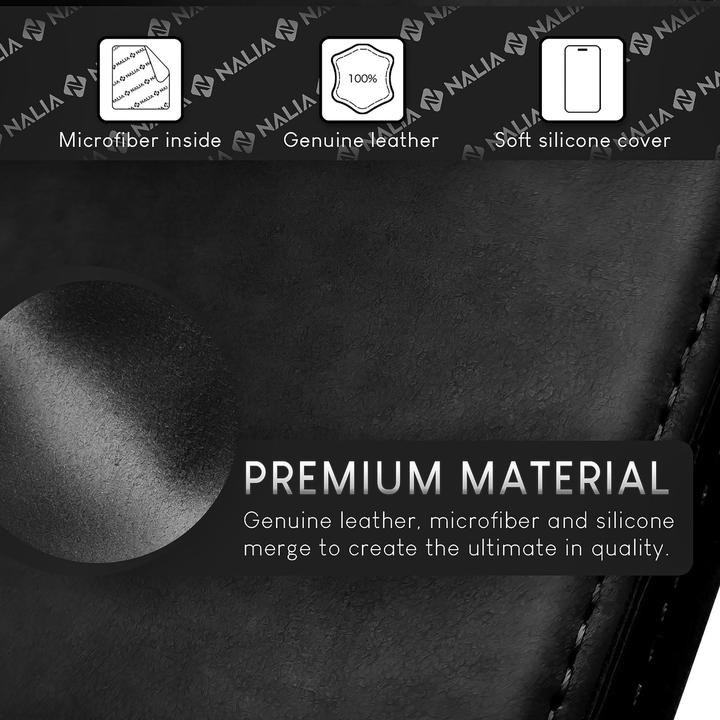 Produktbild Nalia Echt Leder Flip Case Hülle mit Magnetverschluss (Apple iPhone 15 Plus)