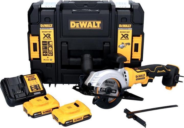 Productafbeelding DeWalt DCS 571 D2 accu handcirkelzaag 18 V 115 mm Brushless + 2x accu 2.0 Ah + lader + TSTAK