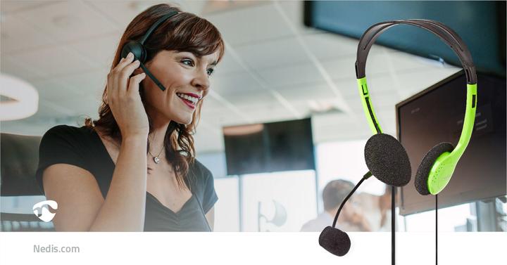 Produktbild Nedis PC-Headset | Auf Ohr | Stereo | 2x 3.5 mm | Klappbarer Mikrofon | 2.00 m | Grün (Kabelgebunden)