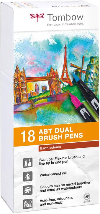 Actual product image Tombow ABT Dual Brush Pen, earth colours (Multicoloured, 18 x)