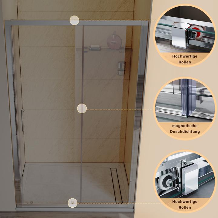 Produktbild SONNI Duschabtrennung Nischentr Duschtren 120 x 185cm Duschtr Glas ESG 5mm (120 cm, 170 cm, 185 cm)