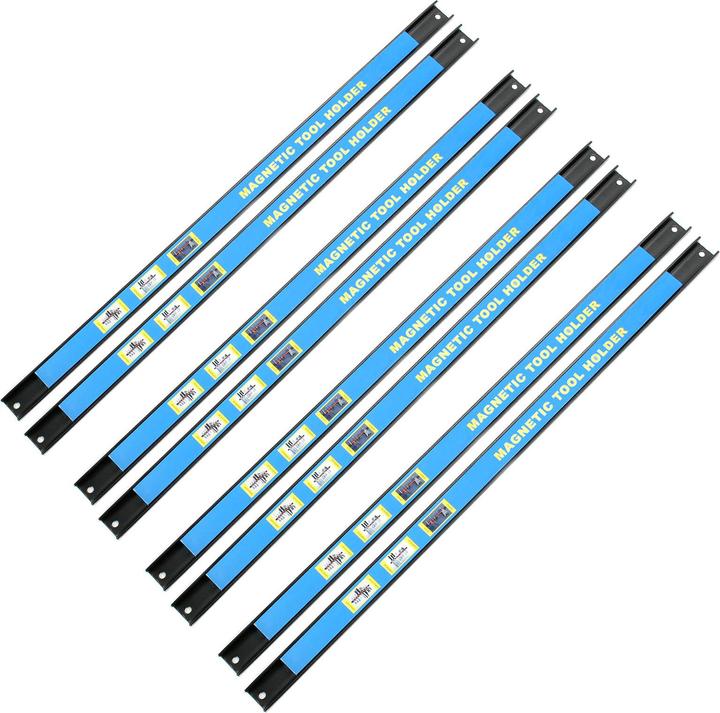 Image du produit Wiltec Kit Barres Porte-outils 8x61cm Barres magnétiques Acier Rangement accessoires Atelier Montage mural