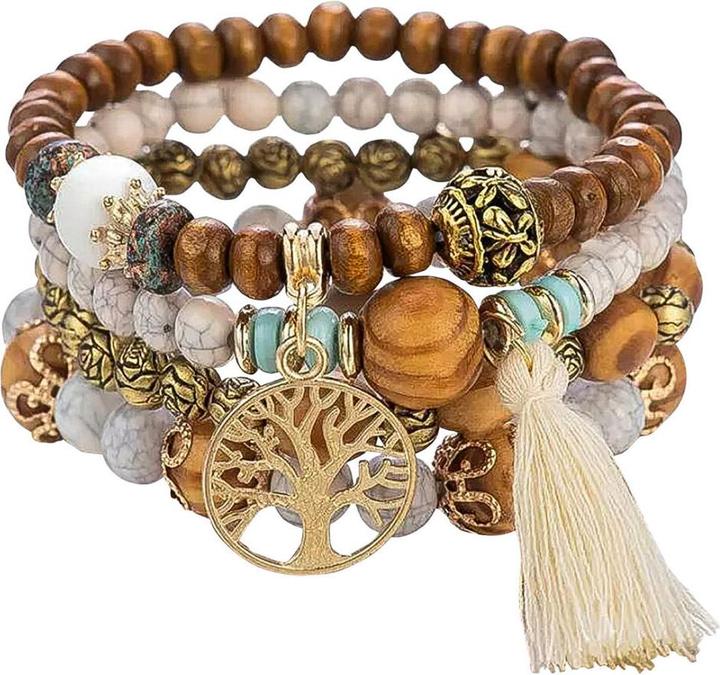 Saraswati Armband Baum des Lebens beige.AL34 (6 cm, Resin, Holz)