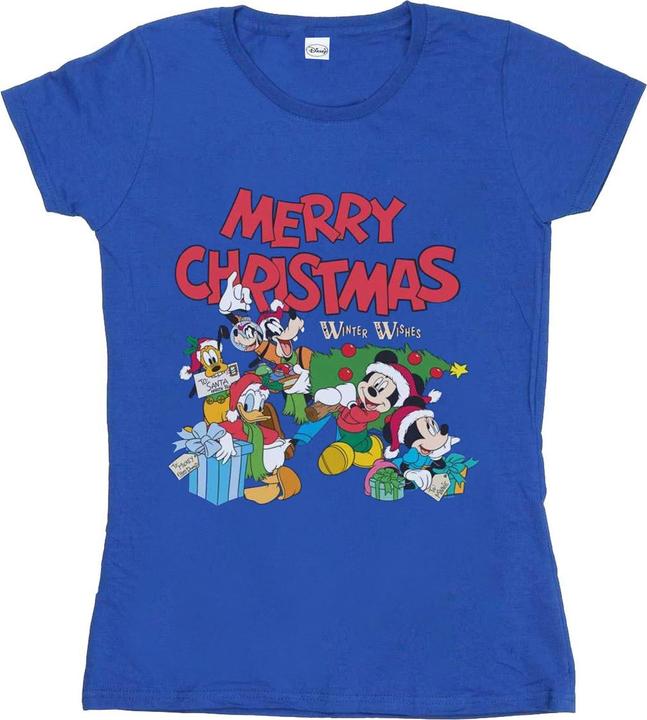 Actual product image Disney Womens/Ladies Mickey And Friends Winter Wishes Cotton T-Shirt (XL)