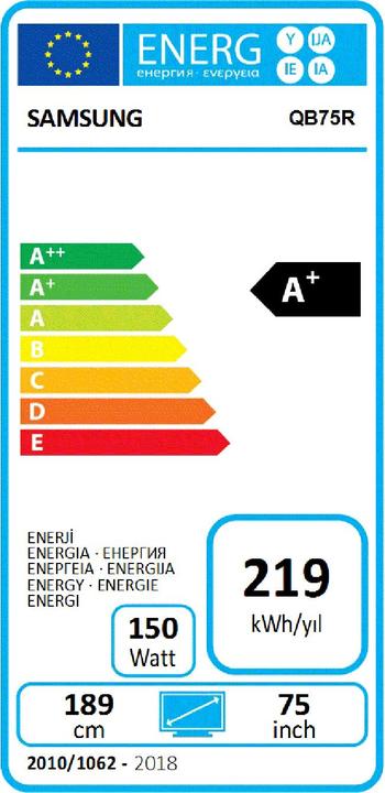 Energie-Label Samsung QB75R (3840 x 2160 Pixel, 75")