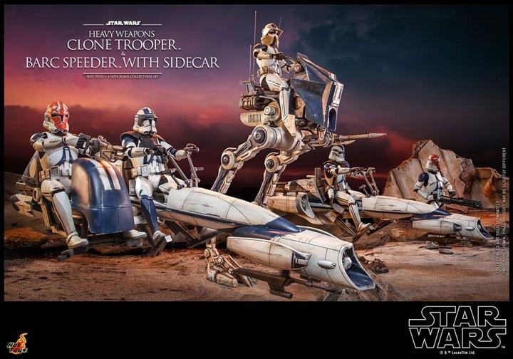 Actual product image Hot Toys Star Wars The Clone Wars figurine 1/6 Heavy Weapons Clone Trooper & BARC Speeder with Sidecar 30 cm